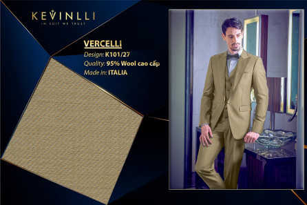 K101/27 Vercelli CVM - Vải Suit 95% Wool - Xám Nâu Trơn